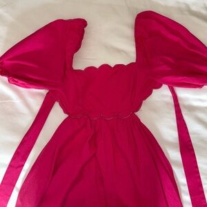 Pink Scalloped Midi Dress